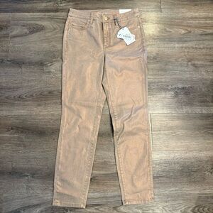 Tommy Bahama Rose Gold Metallic Jeans High Rise Ankle Skinny Size 4